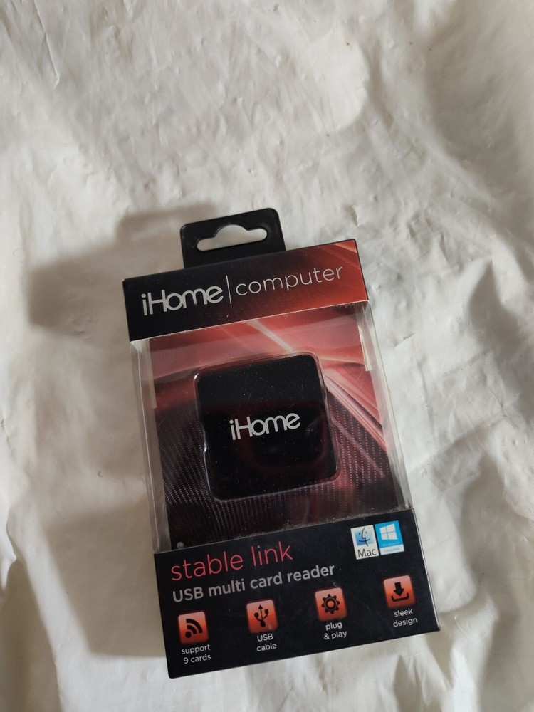 iHome Stable Link USB Multicard Reader IH-U201B Black Sealed