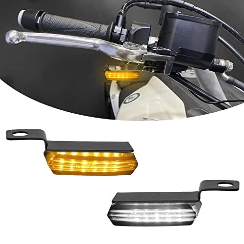 Mini LED Turn Signals Motorcycle Front Sequential Black with White/Amber light