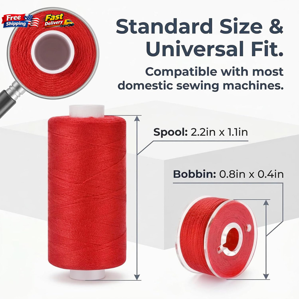 72PCS Sewing Thread Kit 36 Colors 400 Yards Polyester Thread Prewound Bobbin Set