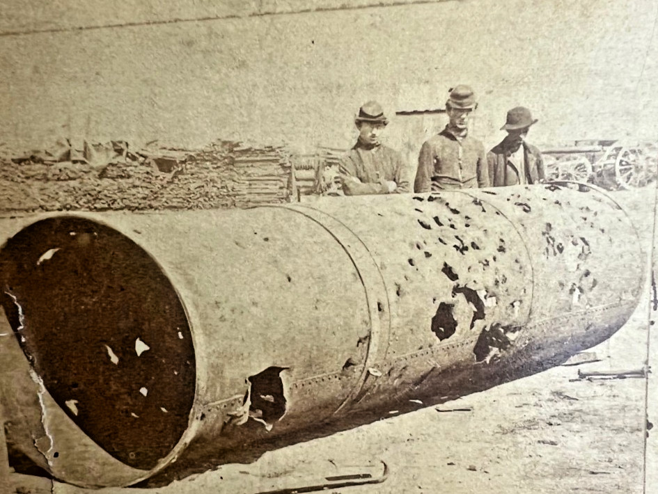 Civil War Confederate Ram Virginia Matthew Brady Photo of Riddled Smokestack