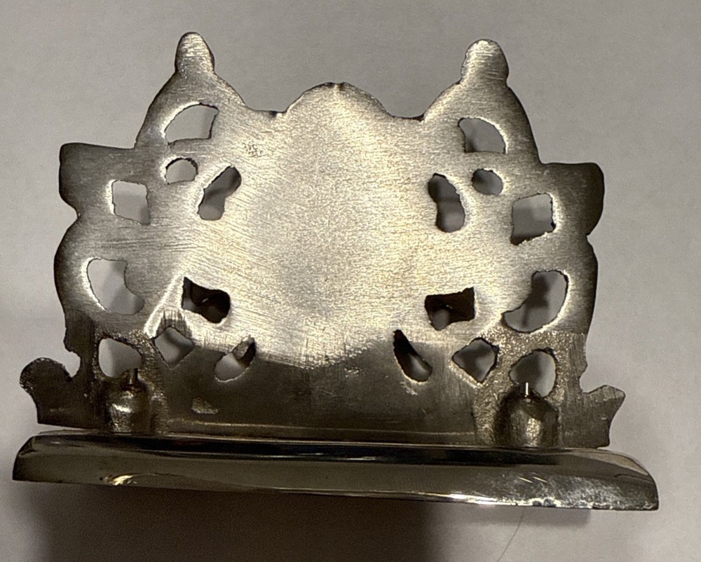 Vintage French Fleur De Lis Silver Plated Card Holder