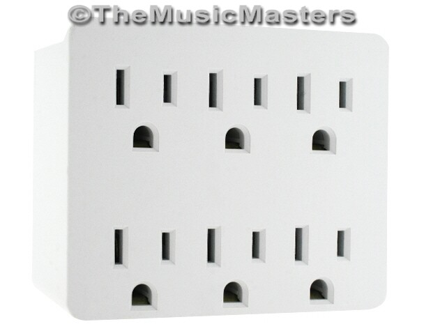 (2) Electrical Socket 6-Way Power Splitter 6 Outlet AC Wall Plug Adapter Cover