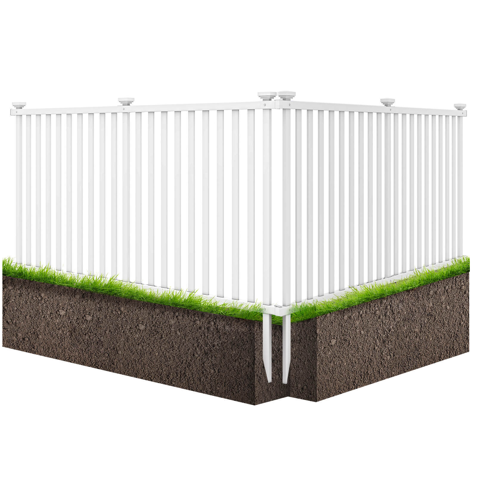 80" x 51" Decorative Fence Pack of 2 No Dig Fence Panels for Soft Ground
