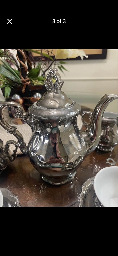 Silver Over Porcelain Coffee/ Tea Pot Set