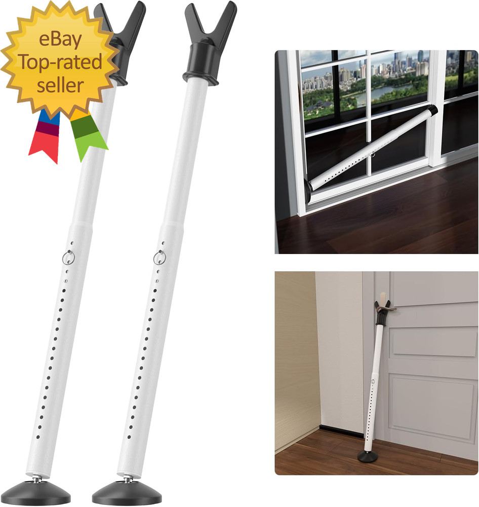 Door Stoppers Security Bar 2 Pack   Heavy Duty Door Jammer