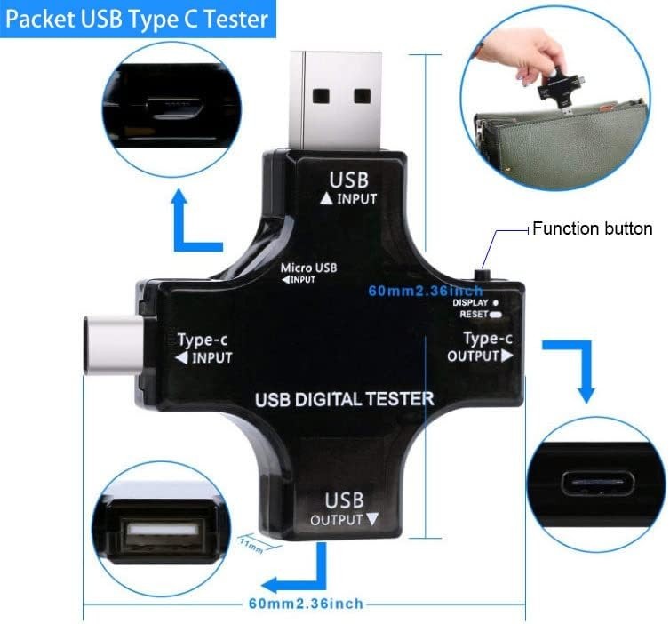 USB Cable Tester with Color Screen for PD 3.0 3.1 Detection Continuity Check