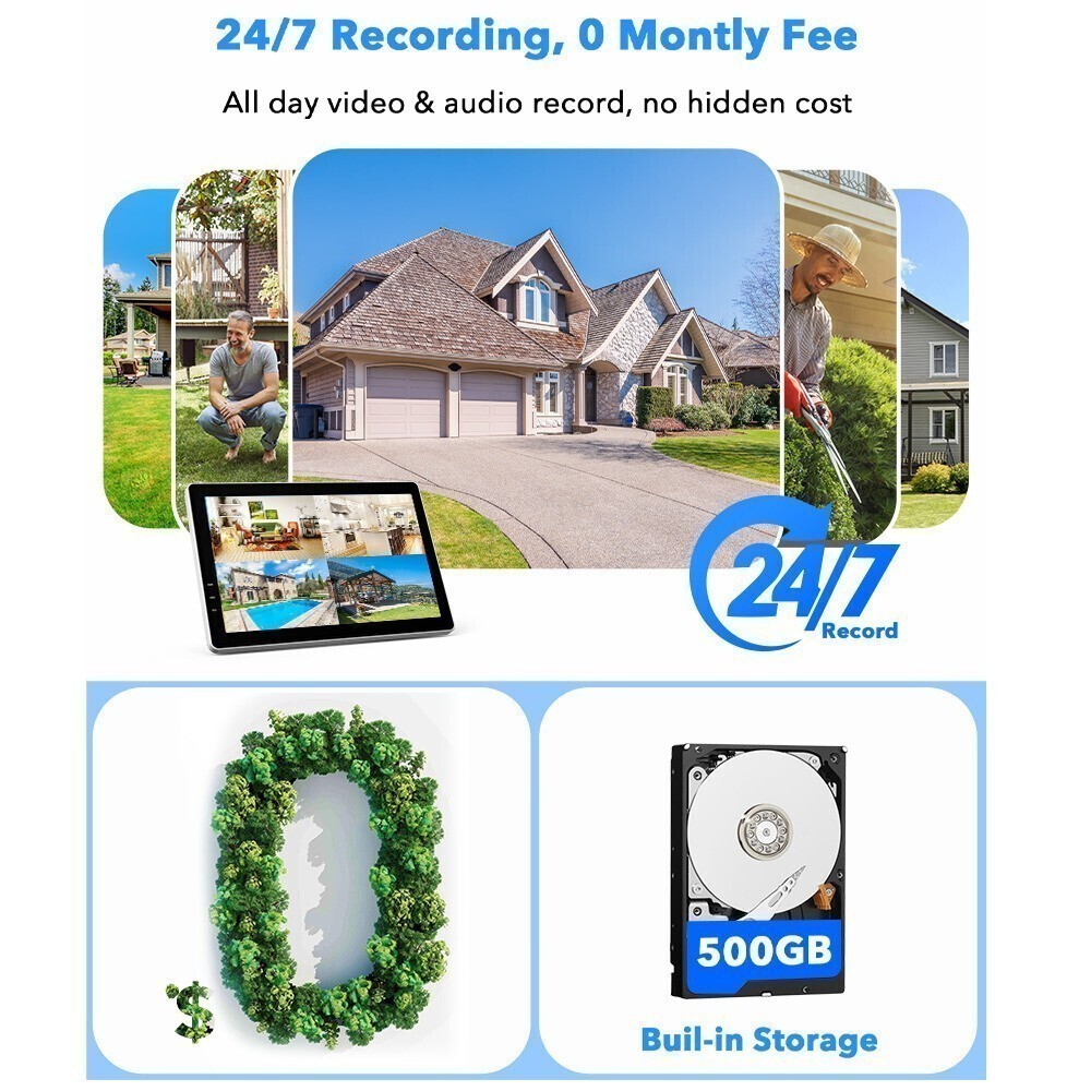 4x 4MP Network Cam Wireless Security Camera System Two Way Audio IR Night Vision