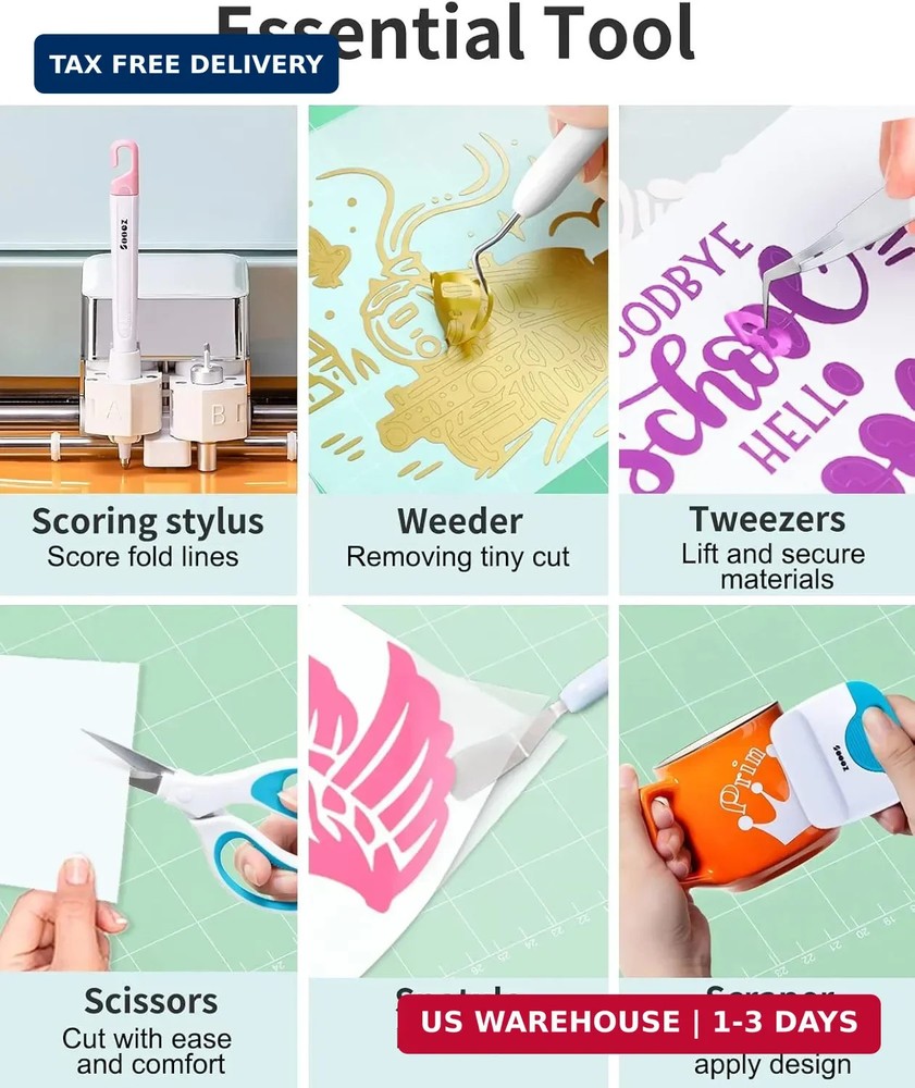 Sooez Weeding Tools for Vinyl, 6PCS Basic Tools Set, Precision Craft Vinyl Tool