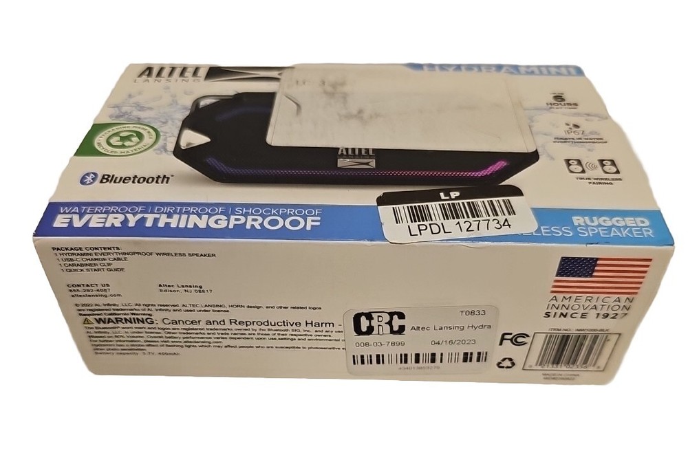 New Altec Lansing Hydra mini Everythingproof Portable Bluetooth - Black