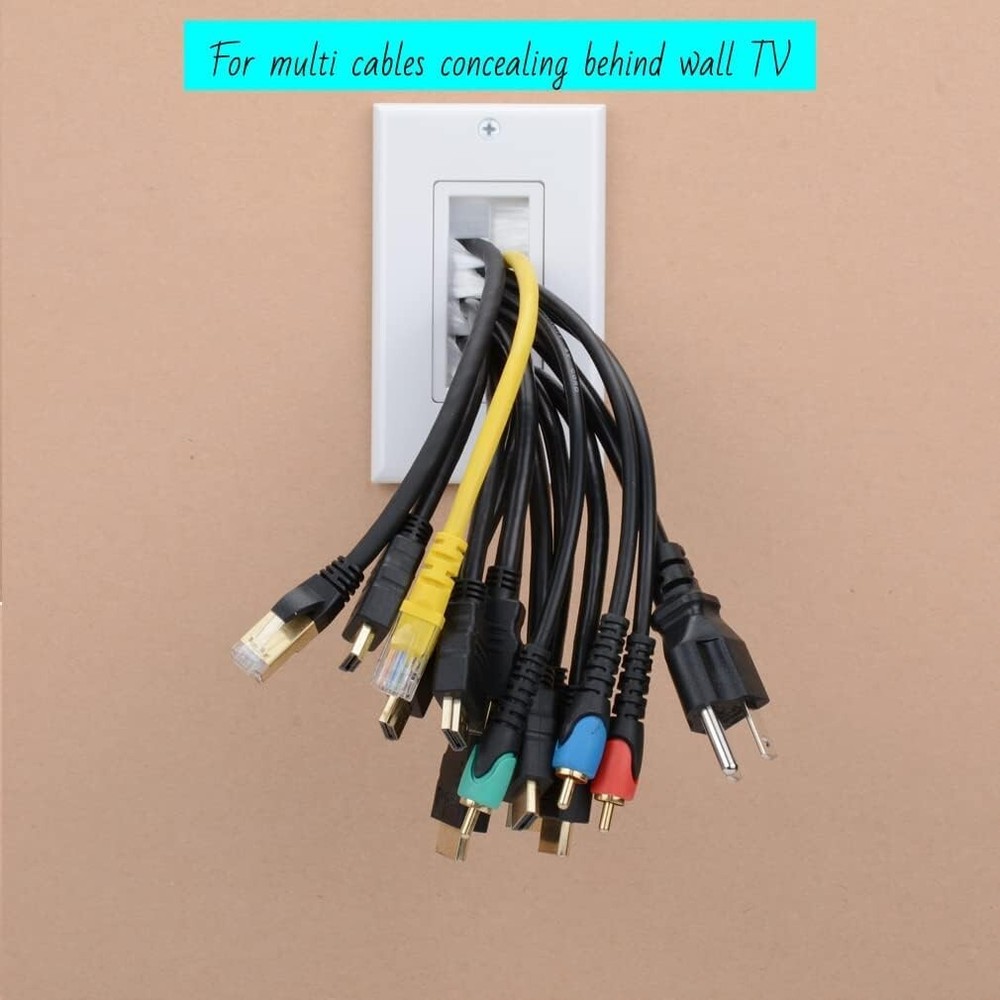 Brush Wall Plate Deco Bristle Insert with Mounting Bracket for Cables 30-Pack
