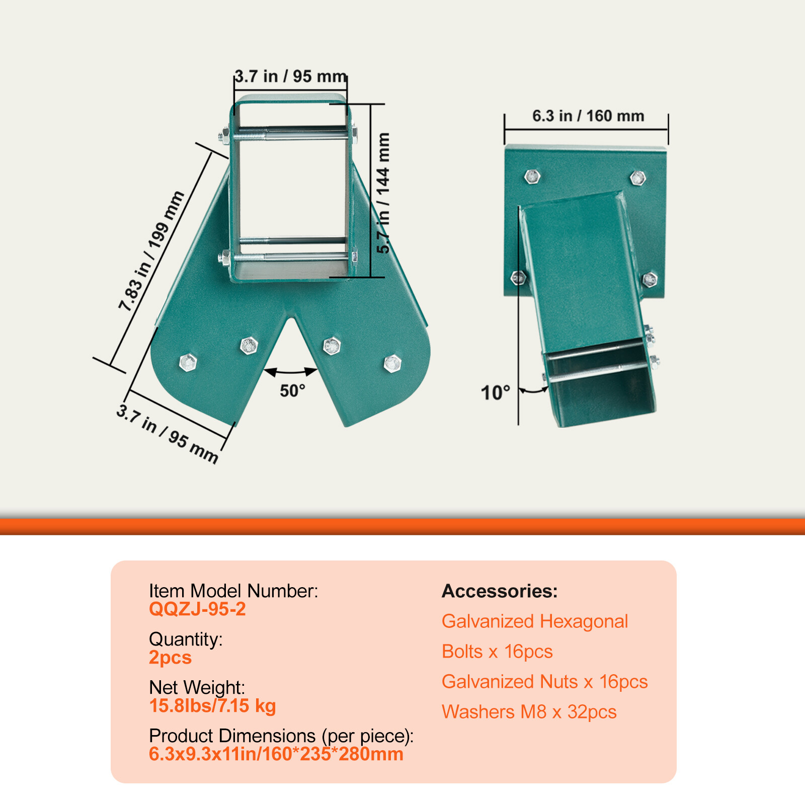 VEVOR 1-2-3 A-Frame 2 Brackets for Swing with All Mounting Hardware, Green