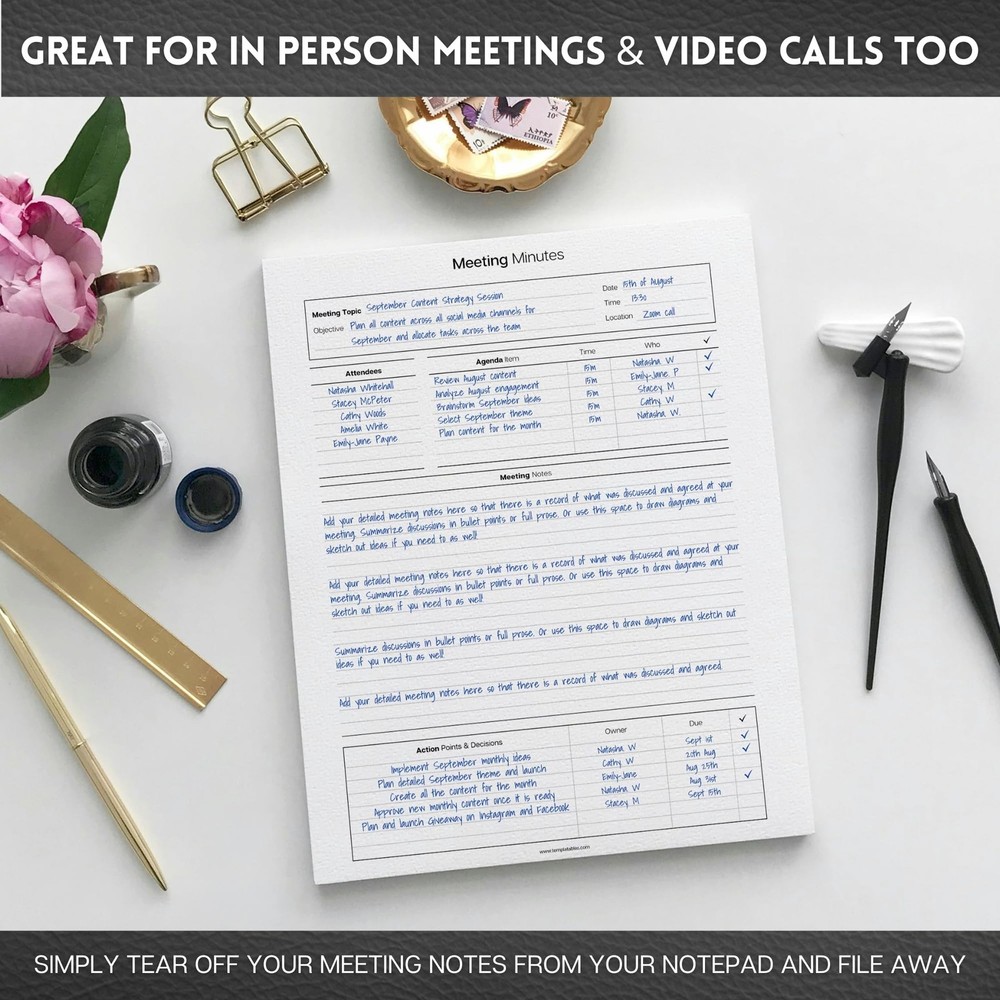 Meeting Minutes Note Taking Professional Notepad | Plan, Record and Track Act...
