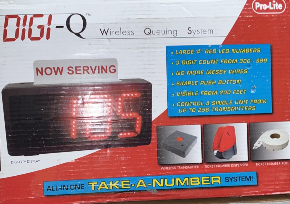Wireless Take A Number Display Digi-Q Wireless Queuing System 4”Display “Works”
