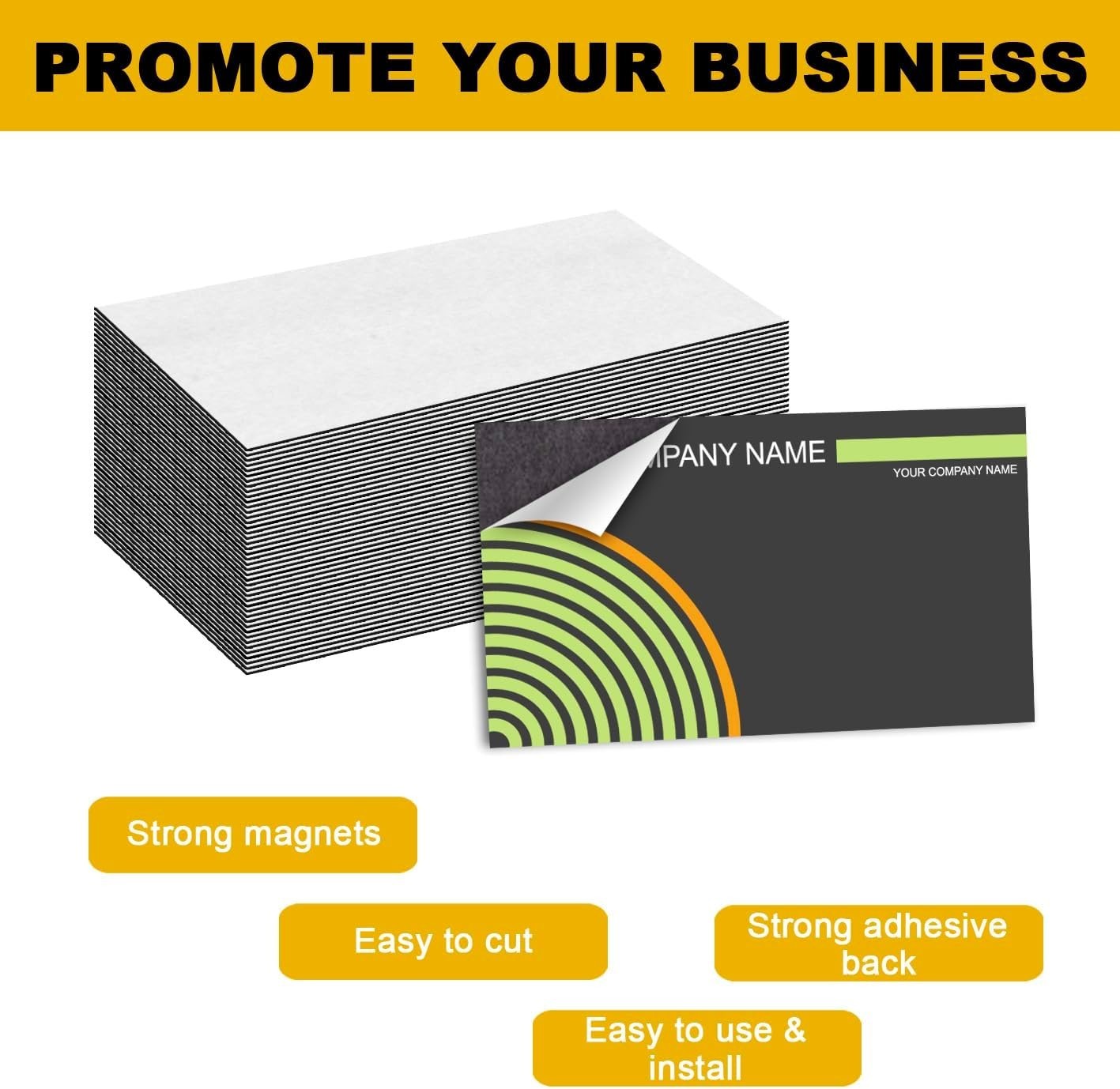Business Card Magnets, 2x3.5 inch,50 Pack, Peel and Stick Self Adhesive Magnetic