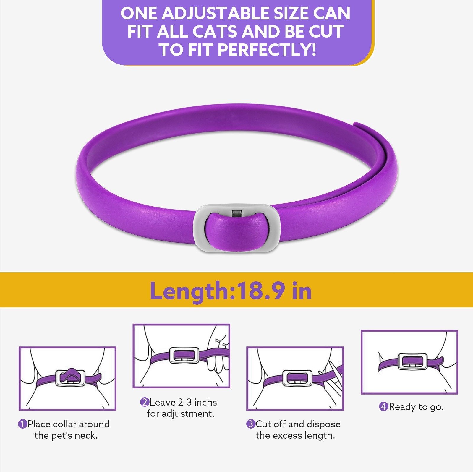 120Day Calming Collar for Cats Natural Calming Pheromones Embedded anxiety relax