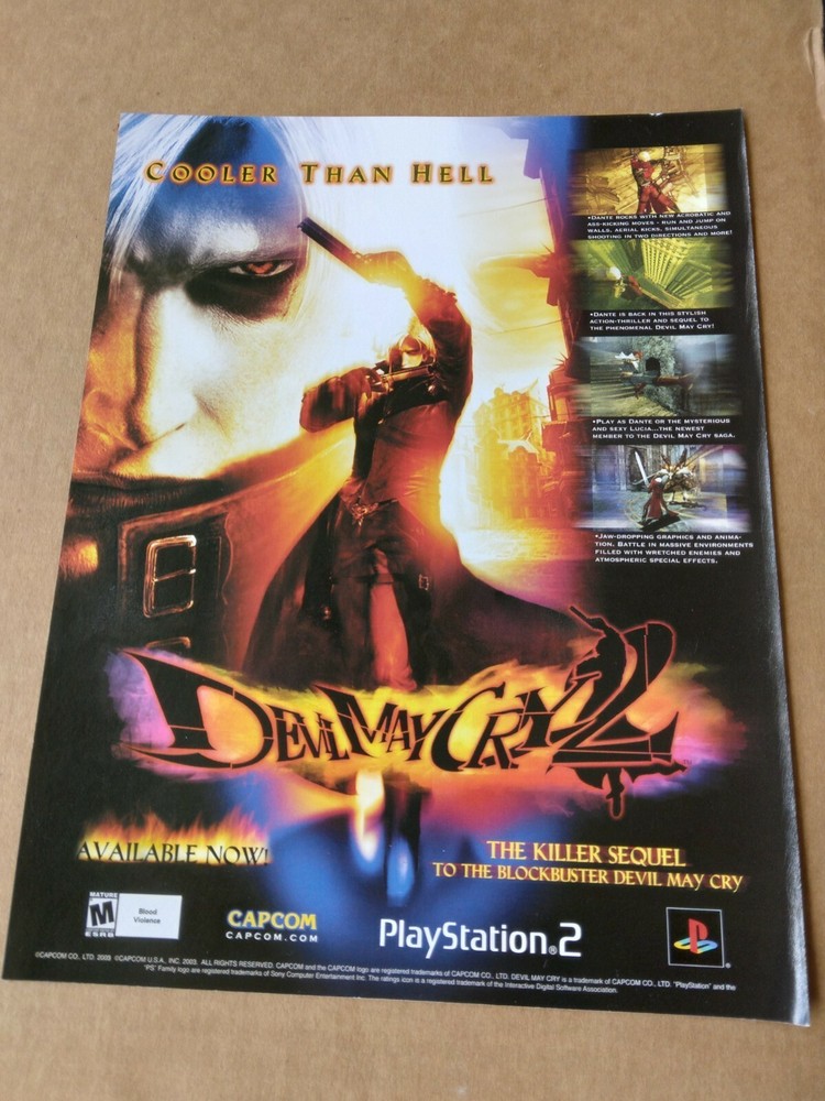 2003 Video Game Promo Print Ad - DEVIL MAY CRY 2 Cooler Than Hell, PS PS2 CAPCOM