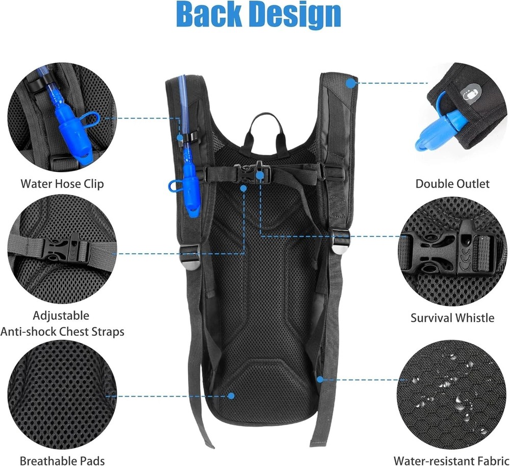 Zavothy Hydration Backpack with 2L Hydration Bladder Water Backpack for Hiking