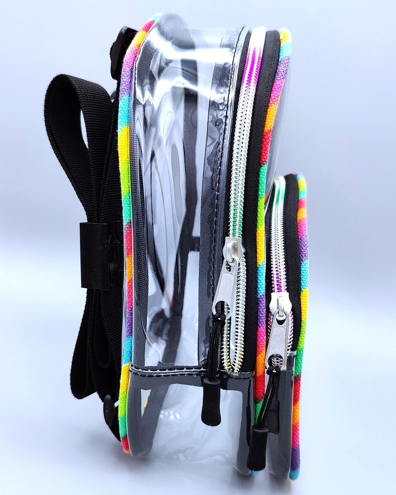 Clear Small Mini Backpack for Stadium Small, Rainbow, Chromatic, Colorful