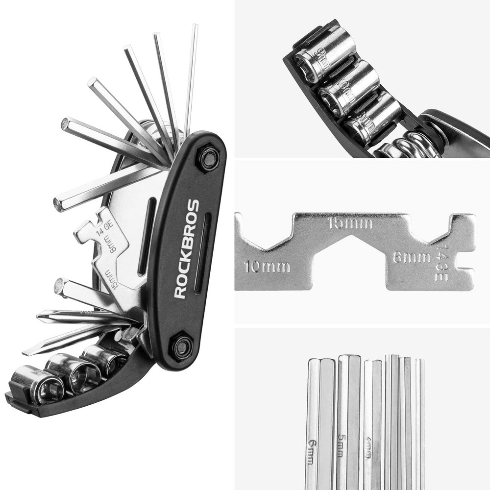 ROCKBROS 16 In 1 Multi-Function Bike Tool Kit - Portable Foldable Bike Multit...