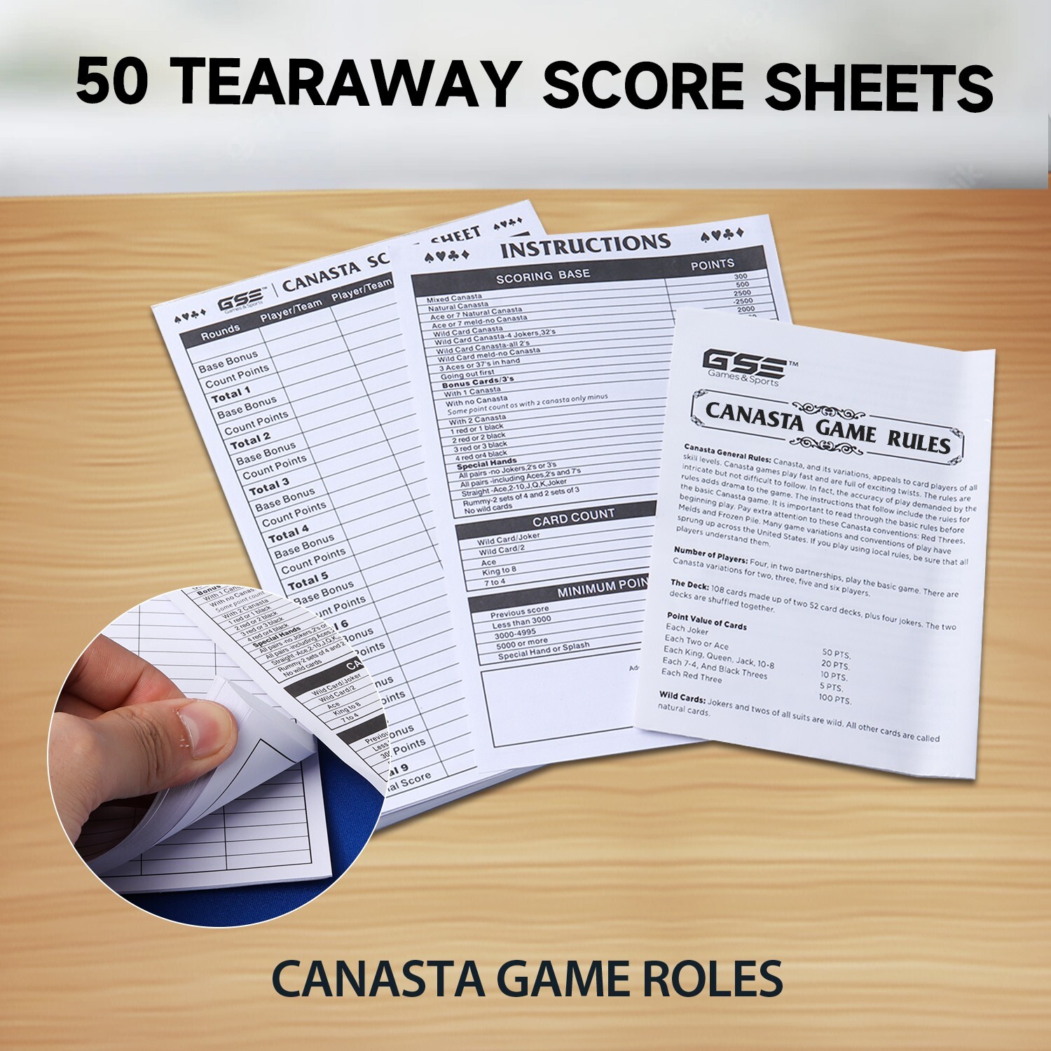 Canasta Game Set with Canasta Cards with Point Values, Score Pads&Rotating Tray