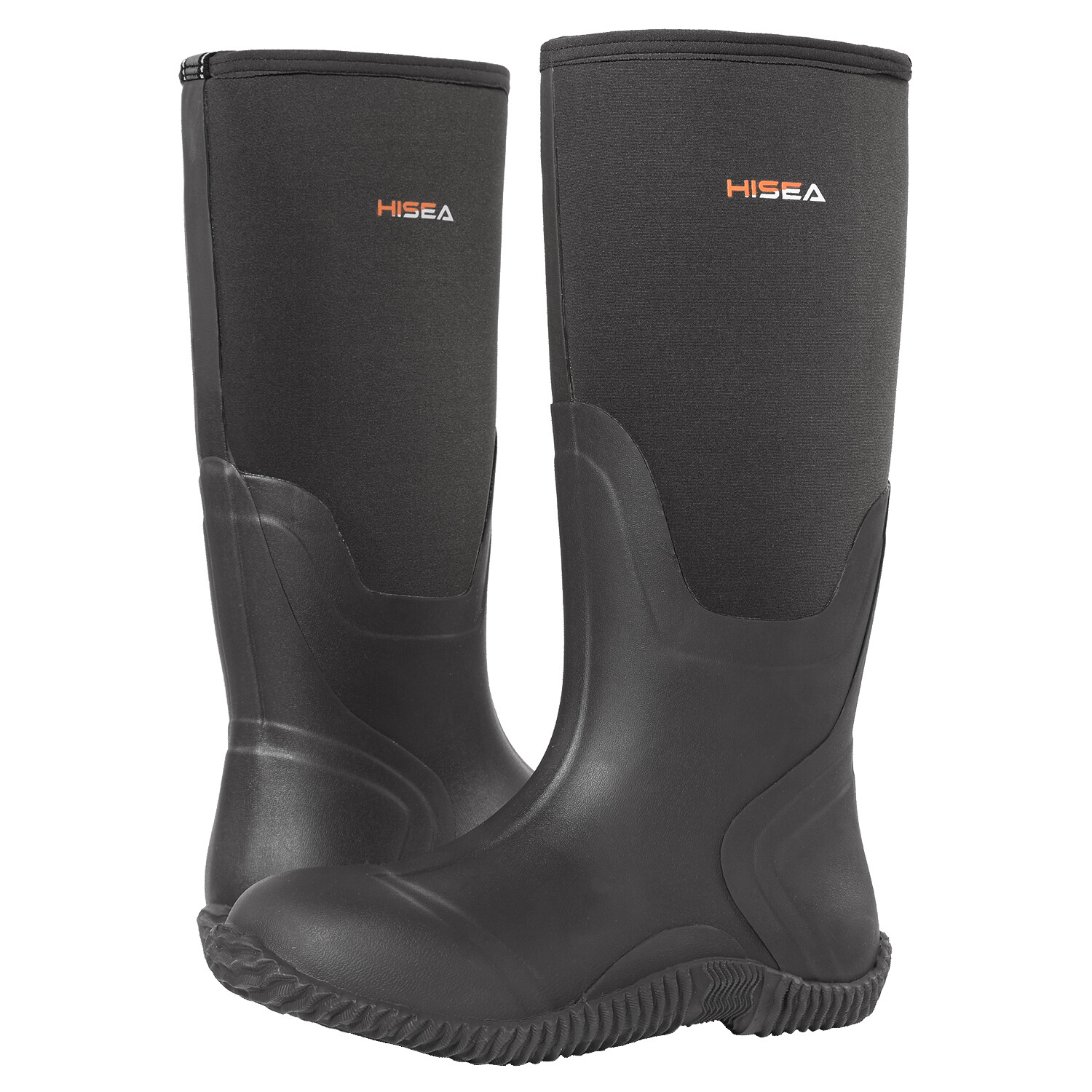 HISEA Men's Rain Boots Neoprene Rubber Waterproof Fishing Hunting Working Boots