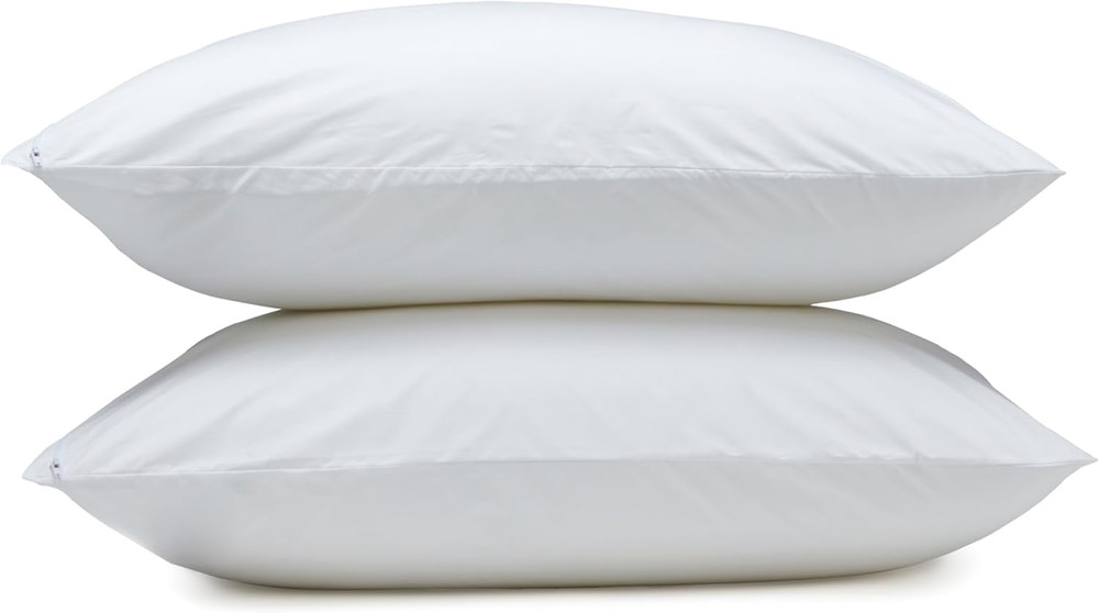 down Alternative Bed Pillows and Pillow Protector Case 2-Piece Set, Medium Densi