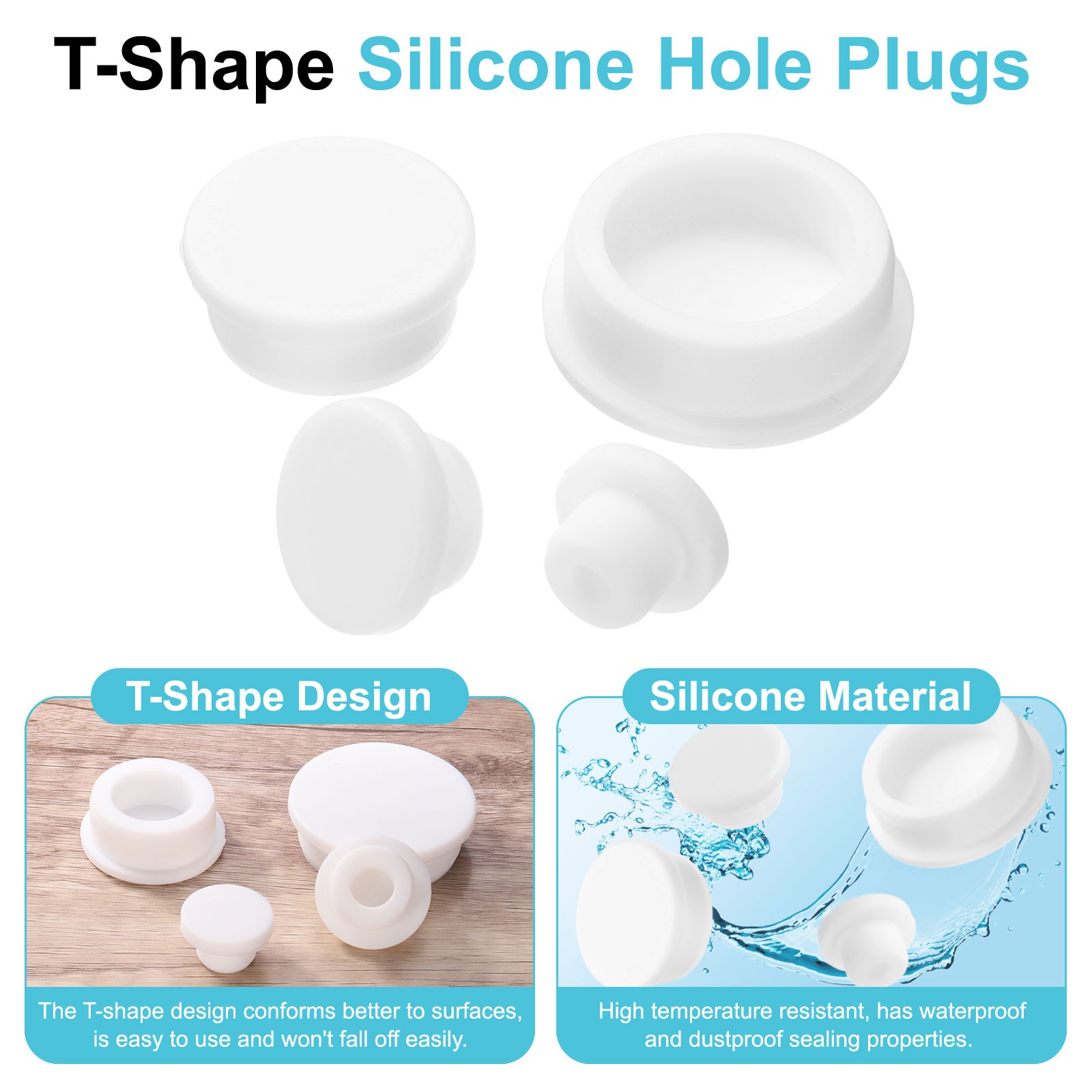 4Pcs Silicone Hole Plug Round Rubber Stoppers, 38mm/1.5 White