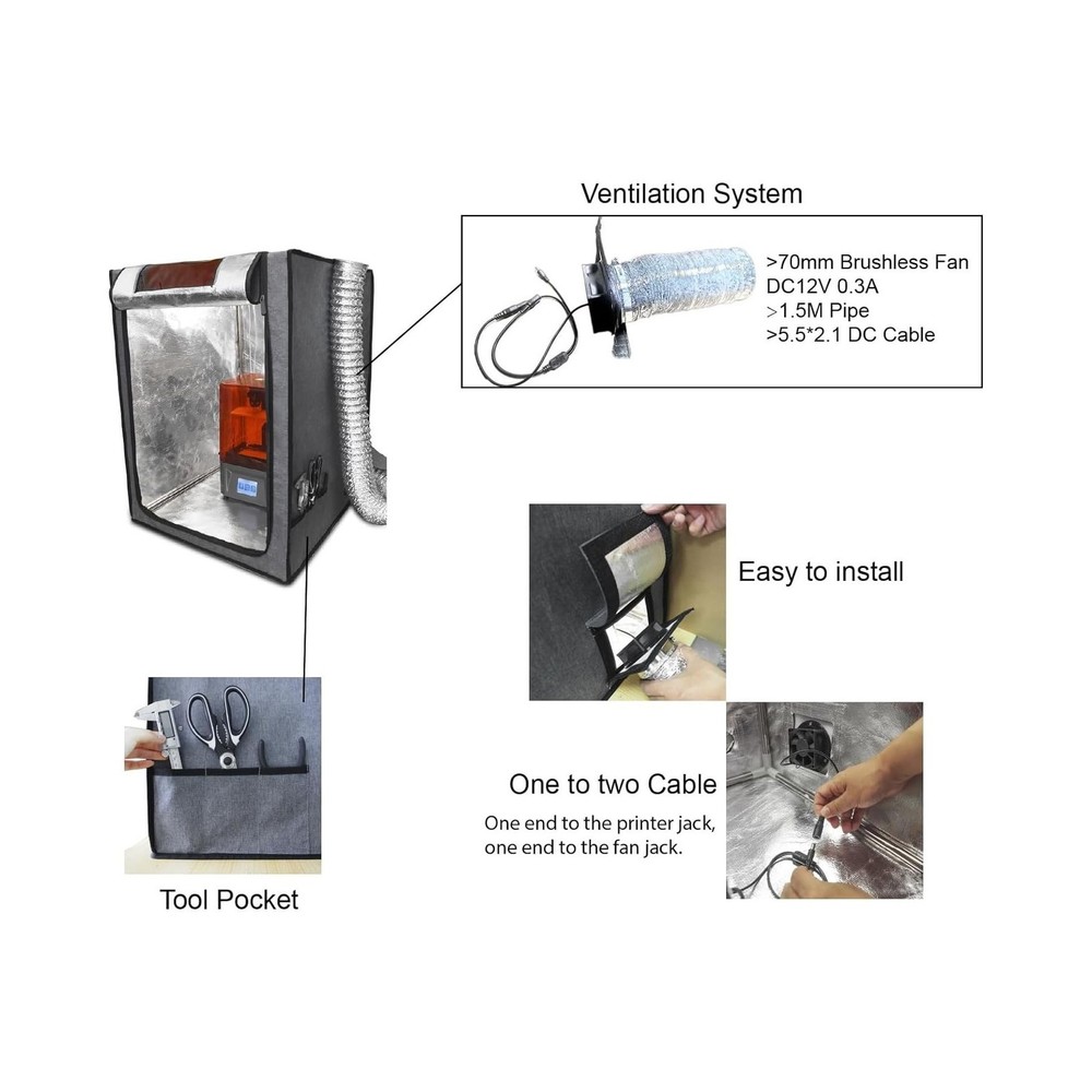 Multifunctional 3D Printer Enclosure w/Adjustable Ventilation Kit Eliminate O...