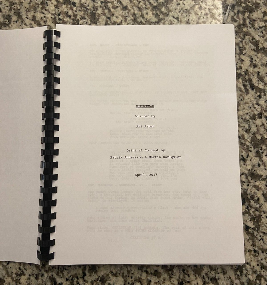Midsommar Horror Movie Script Reprint Full Screenplay Script