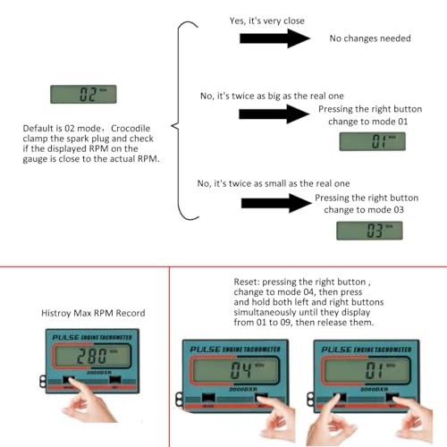 Digital Induction Chainsaw Tachometer - 2 & 4 Stroke Engine LCD Display Gauge