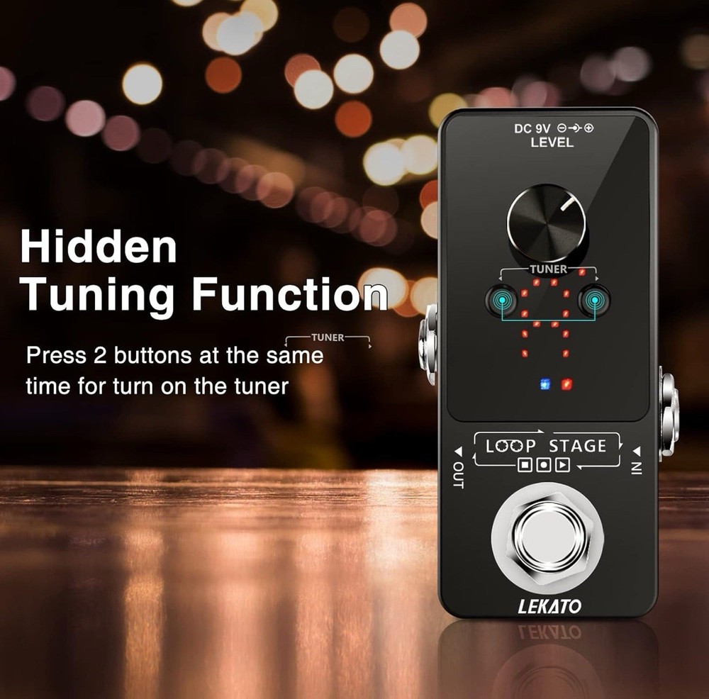 LEKATO Guitar Looper Pedal Effect with Tuner Function 9 Black