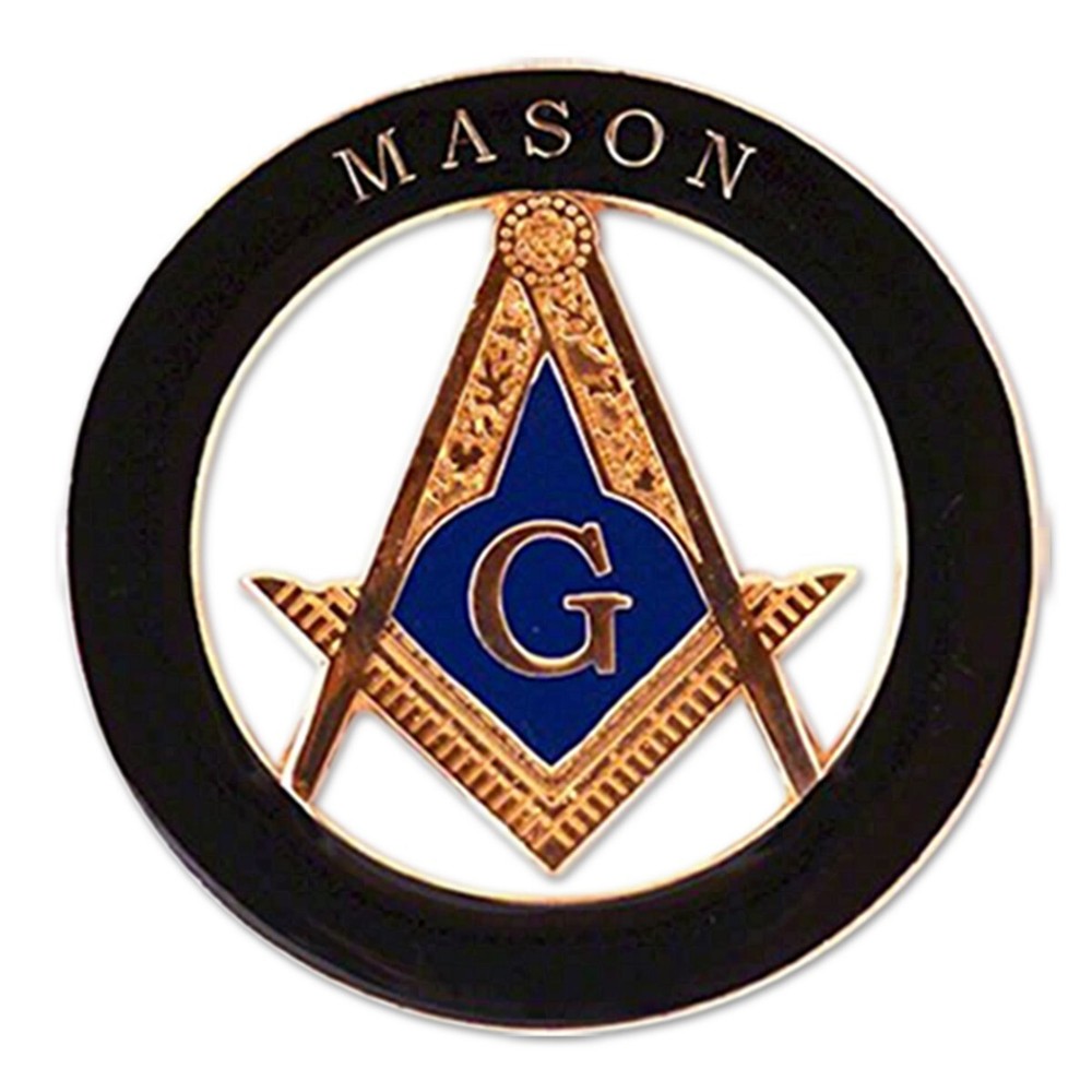 Mason Square & Compass Masonic Auto Emblem - Black & Gold