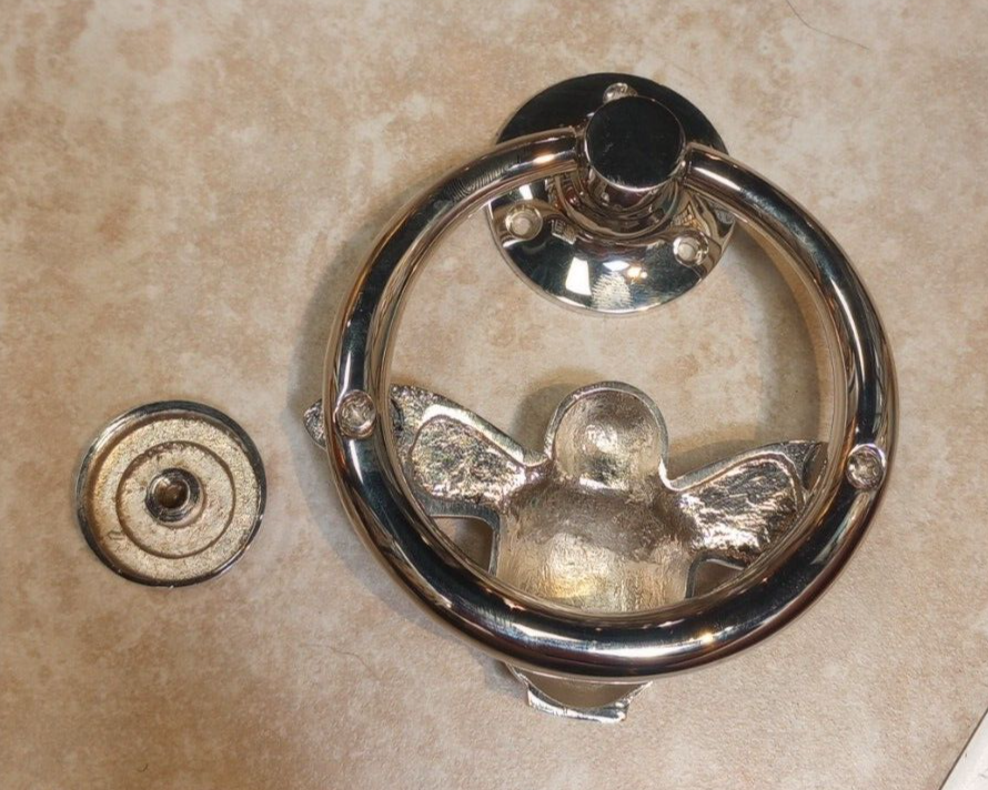 Decorative Solid Brass Bee Ring Hardware Door Knocker Satin Nickel