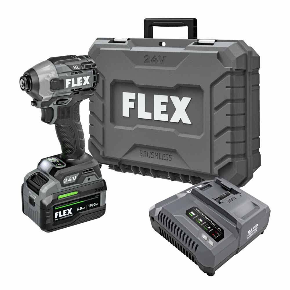 Flex FX1371A-1H 24V 1/4" Quick Eject Hex Impact Driver w/ Multi-Mode Lithium Kit