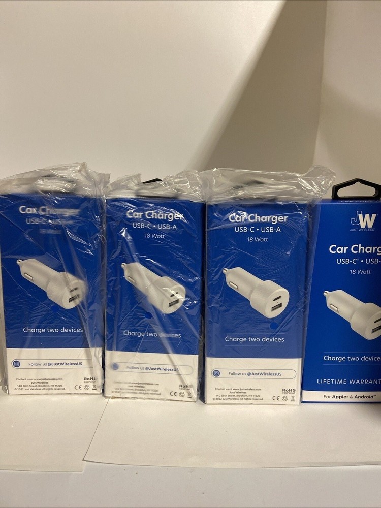 (4)Just Wireless Car Charger USB A Charge Two Devices for Apple & Android New!!!