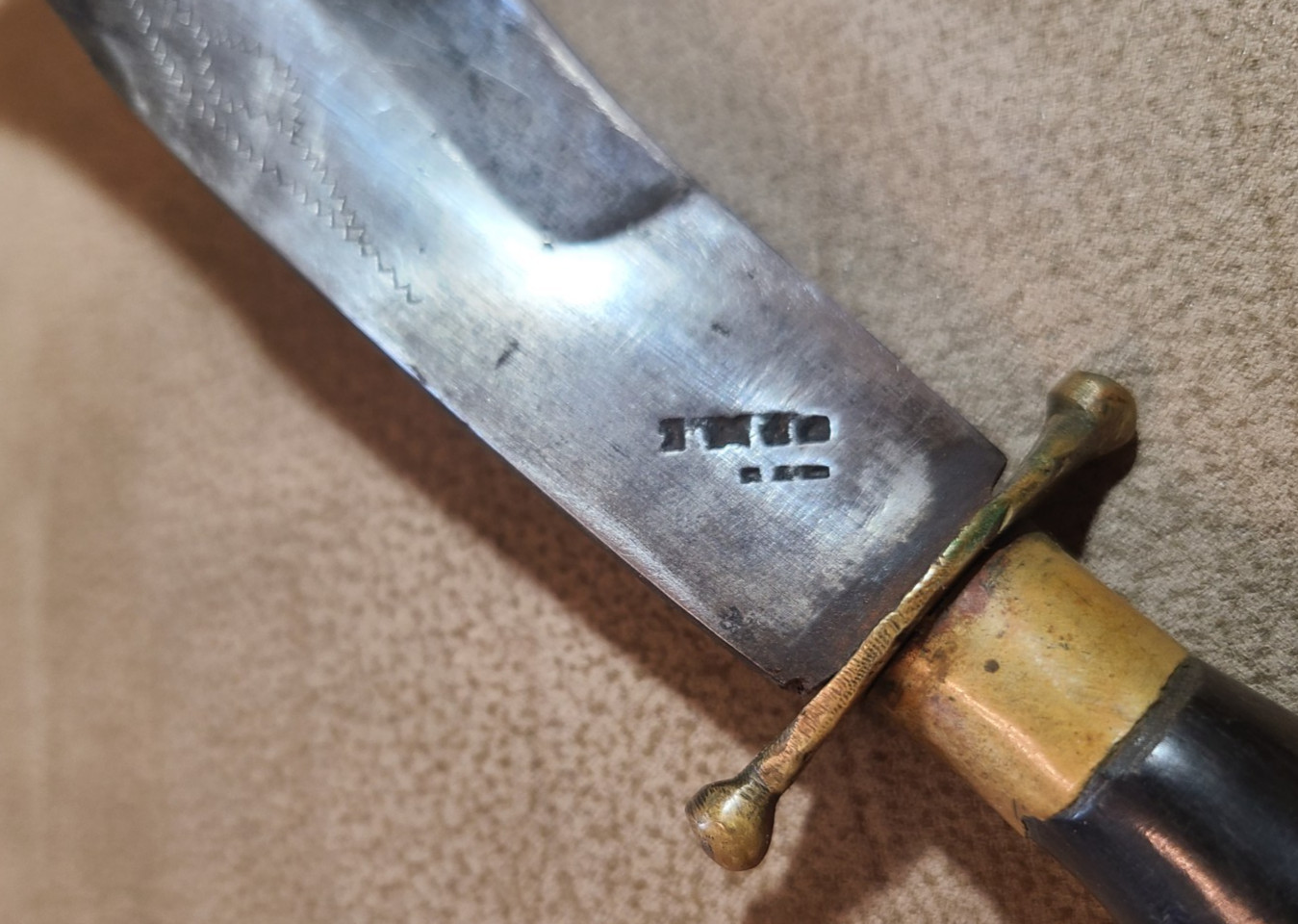 Vintage Scorpion Blade Antique Mexican Knife With Bull Horn Handle Circa 1890's