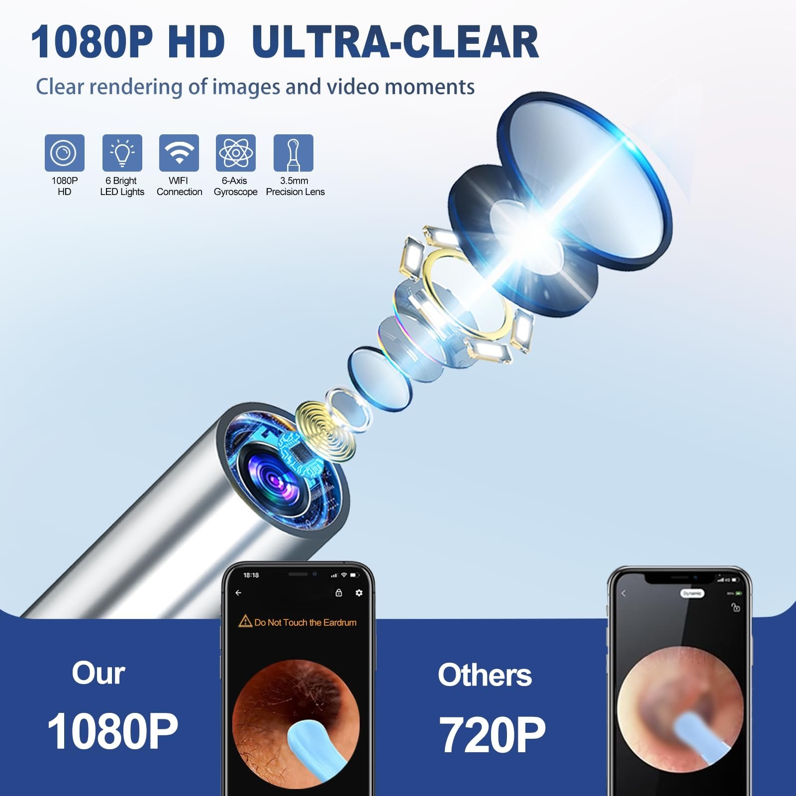 Wireless Ear Wax Remover Set, 1296P Camera HD Ear Endoscope Spoon Pick Tools.