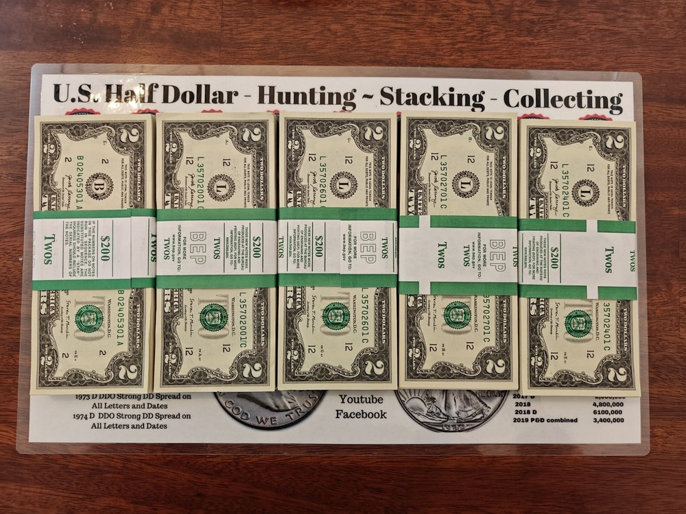 100 ($2) Two Dollar Bills ($2 Bill) - Uncirculated Sequential - Buy More & Save