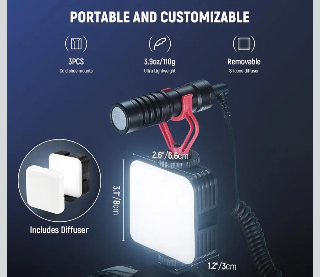 NEEWER Magnetic RGB Camera Light, 360° Full Color RGB61 Small LED Panel BRIGHT!