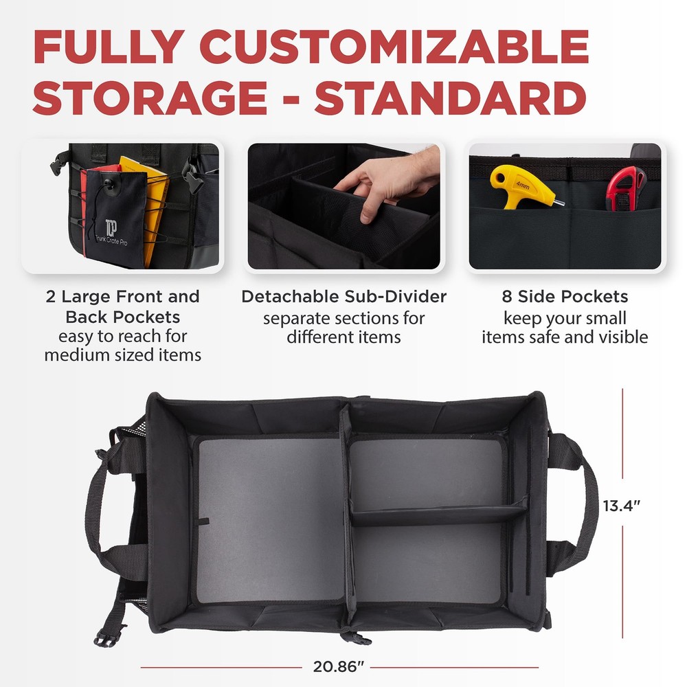Adjustable Car Storage Organizer with Multi Compartments Portable SUV Trunk
