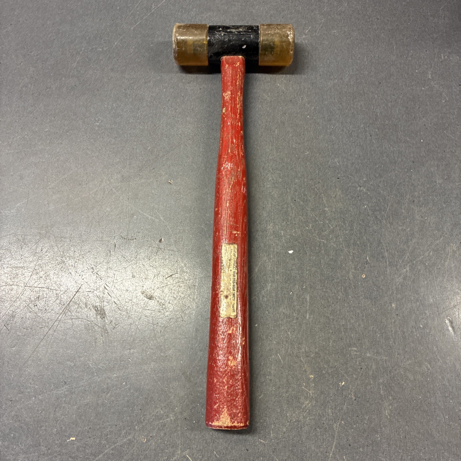 Vintage Stanley No 594 Plastic Double Soft Faced Hammer Mallet 10.5" Wood Handle