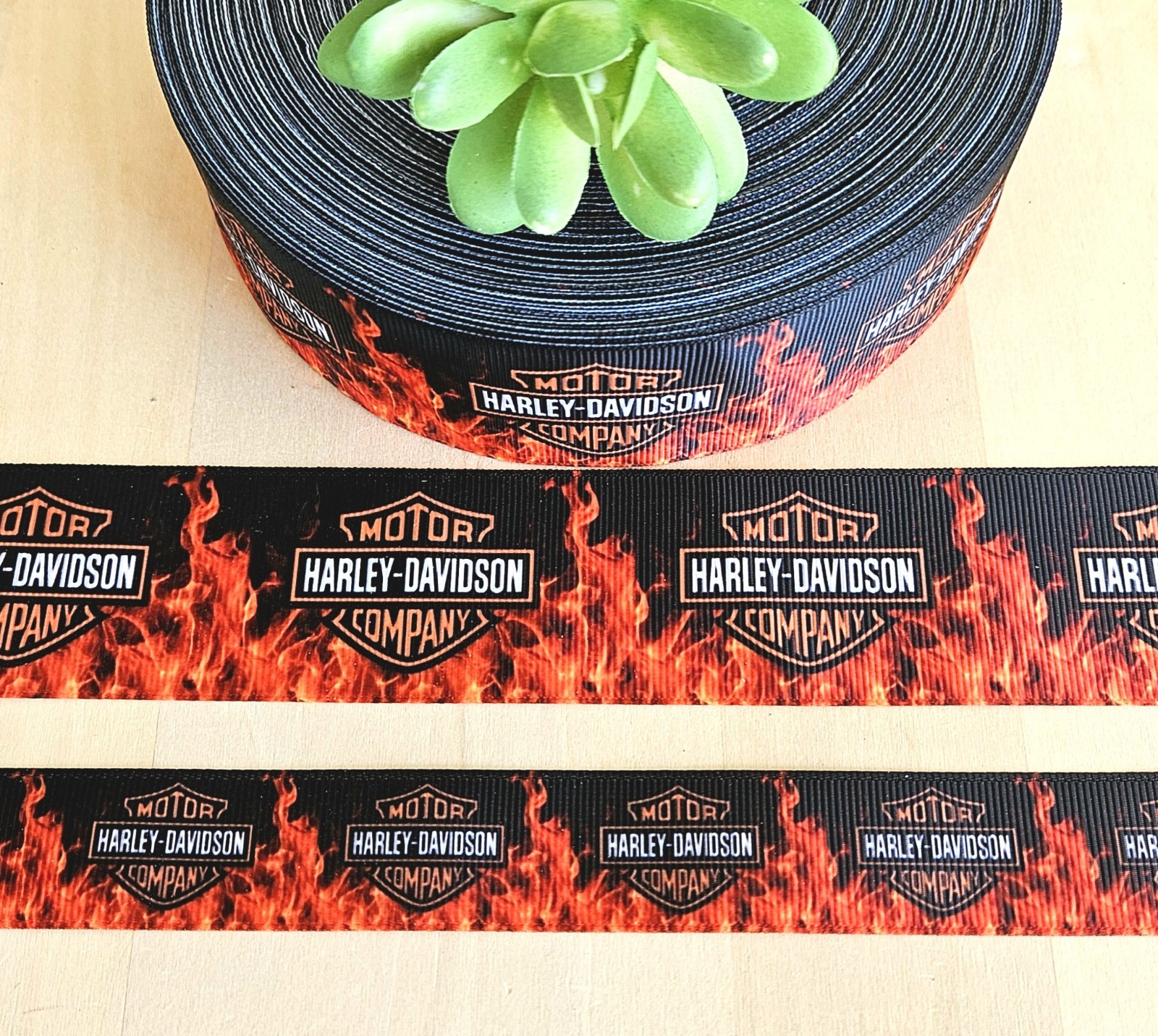 7/8 & 1.5" (1 YD) Harley-Davidson Ribbon Biker Motorcycle Red Harley