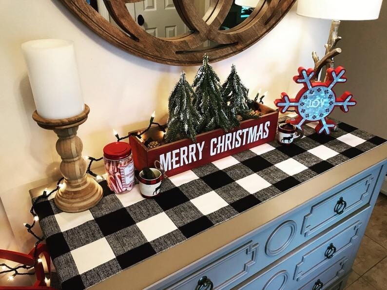 Buffalo Plaid Table Runner 14x108 Inches