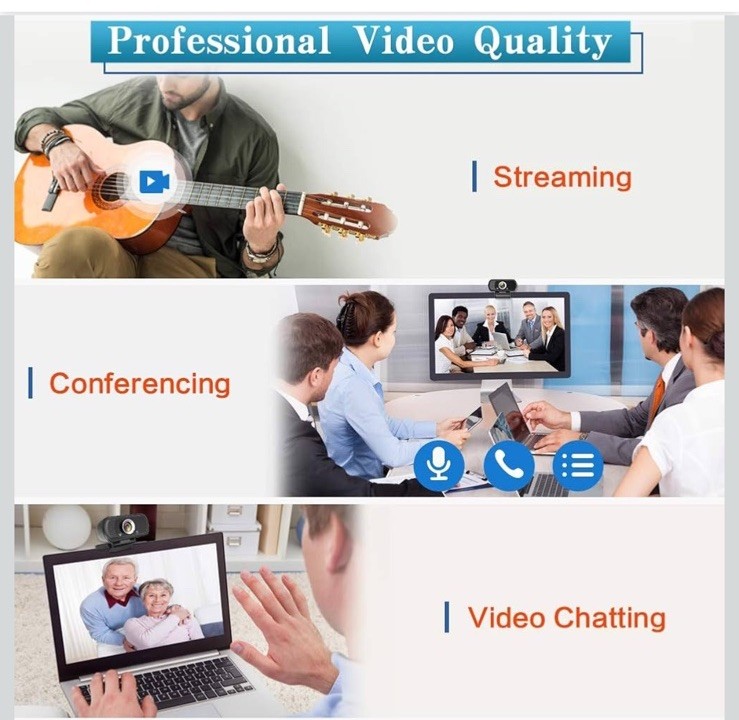 1080P Webcam,Live Streaming Web Camera with Stereo Microphone, Desktop or Lap...