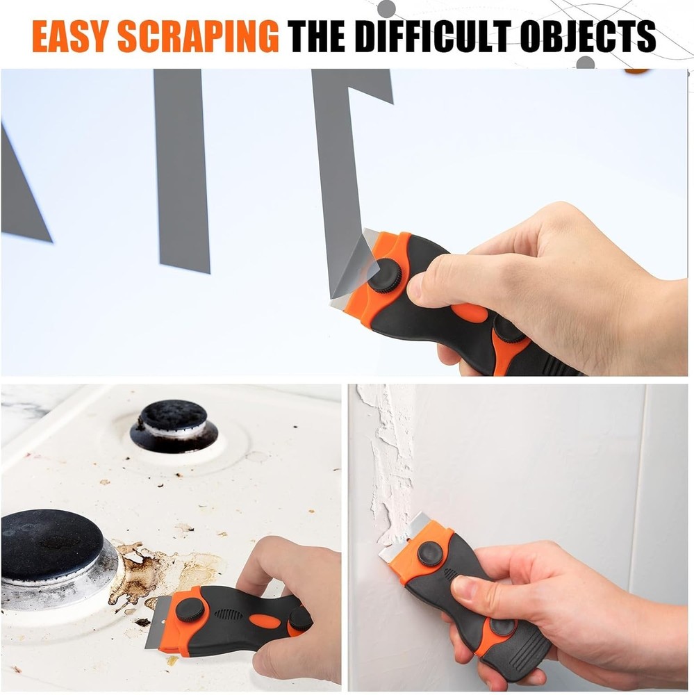6 Pack Razor Blade Scraper Tool, for Cleaning With Extra 40Pcs Blade Scraper