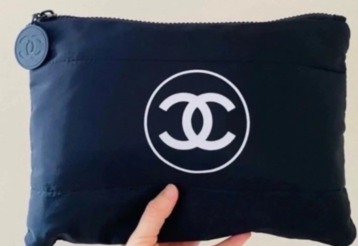 Black Chanel Beauty Pouch VIP Cosmetic Makeup Case Organizer Bag New