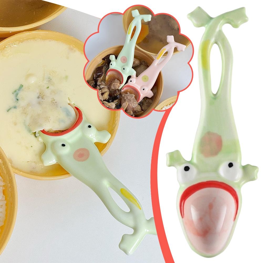 Ceramic Ugly Frog Spoon Cute Stirring Spoon Tea Spoon Coffee Spoon Kitchenw L1E7