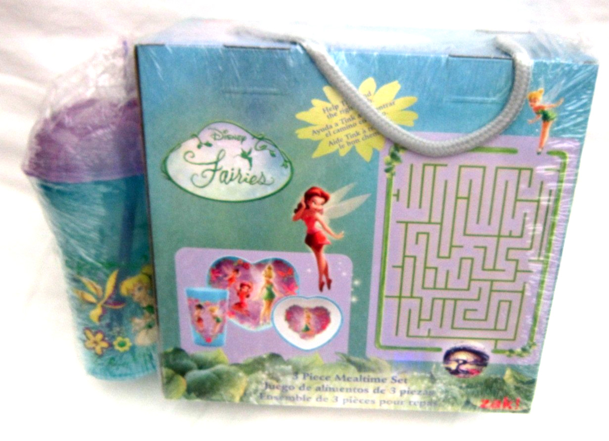 Heart Shape Tinkerbell Mealtime Dinnerware Set Plate,Bowl,Cup,&16oz Tumbler-New!
