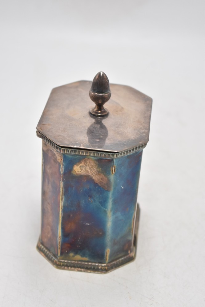 Antique Mappin & Webb Silver Plated Octagonal Tea Caddy