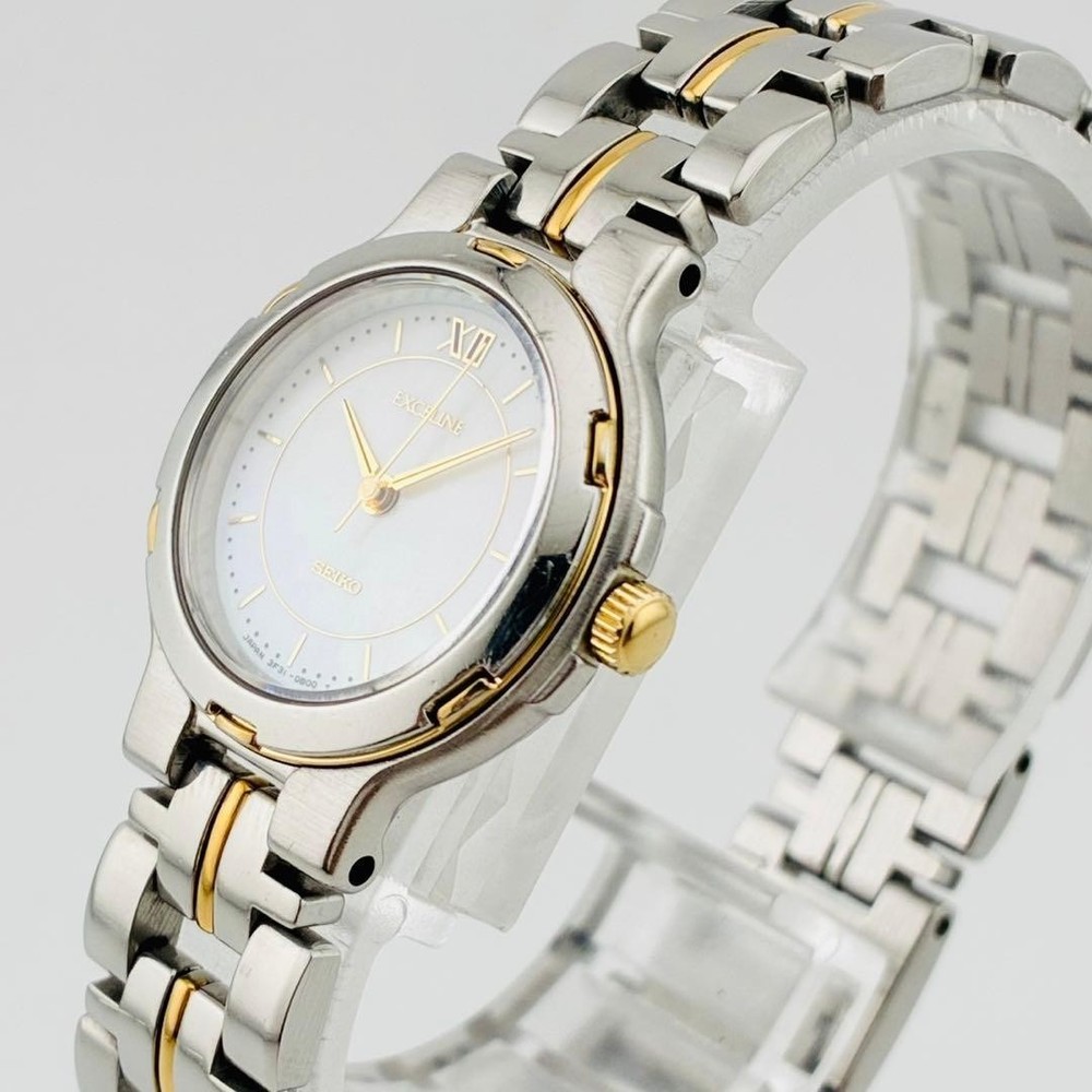 SEIKO EXCELINE Quartz Watch Shell Combination Gold Silver Tone